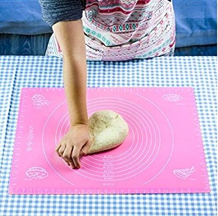 Daiweis Extra Large Silicone Baking Mat for Pastry Rolling with Measurements Pastry Rolling Mat, Reusable Non-Stick Silicone Baking Mat (pink)