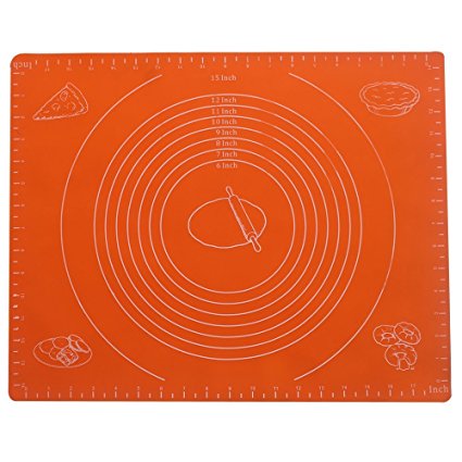 Silicone Baking Mat for Pizza Dough Rolling with Measurements (14x17Inch) Non Stick,Non Slip,Breads,Lasagna,and other Recipes & Desserts