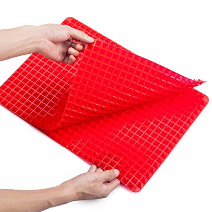 BOILETVOO Silicone Baking Mat Healthy Cooking Roasting Mats Non-stick 16 Inches X 11.5 Inches,Net Weight 225g, Red, 1 Pcs