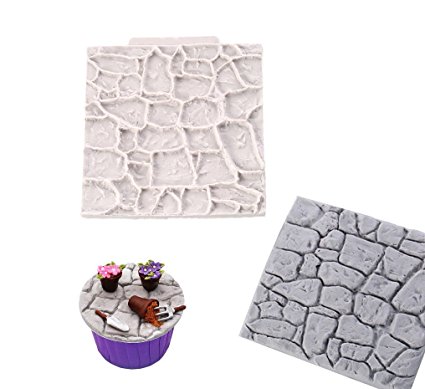 Fondant Impression Mat, Cobble Stone Wall Design- Silicone-Cake Decorating Supplies for Cupcake Wedding Cake Decoration