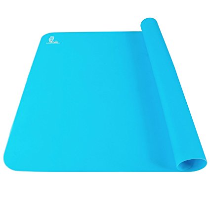 Super Kitchen Food Grade Non-stick Silicone Pastry Mat - For Heat Resistant Nonskid Table Mat,Baking Mat, Countertop Protector, Pie and Fondant Mat 23.6''15.75'' (Blue)