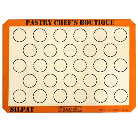 Sasa Demarle Silpat MACARONS Premium Non-Stick Silicone Baking Mat, Big Sheet Pan Size (2/3 Sheet Pan), 13.58’’x 19.5’’ for a 15’’x21’’ Sheet Pan - 28 Circles - by Pastry Chef's Boutique