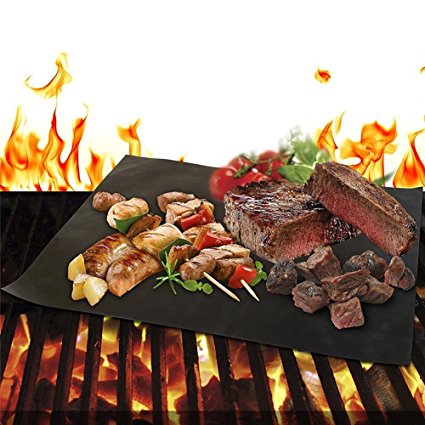 Grill Mats Easy to Clean Non Stick Reusable from BEENUS BBQ Grill Sheets Pad FDA Approved PFOA-Free Baking Mats Sheets Pad Barbeque Sheets Mats Grill Accessory 15.75 x 13 Inch Set of 2