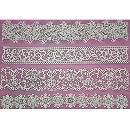 FOUR-C Design Cake Mat Lace Silicone Mat Cake Tools Color Pink