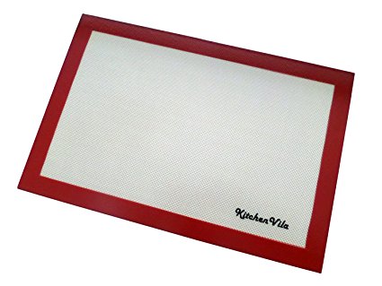 KitchenVila Silicone Baking Mat - Professional Non Stick Sheet Liner with Fiberglass Core - 16 5/8’’ x 11’’ Fits Perfectly Half Size Baking Sheet Pan - Best Bakeware Cooking Set, FDS & LFGB Approved - No Sprays, Oils or Parchment Needed - Make You Healthy, Save Time and Money - One Year No Hassle Guarantee