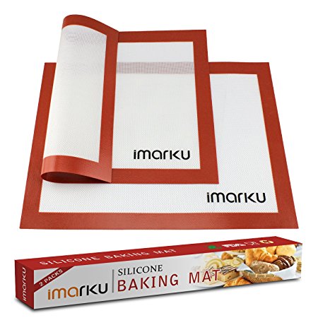 Imarku Silicone Baking Mat Set of 2 ，Non-Stick,Heat Resistant, Durable Silicon Liner for Bake Pans