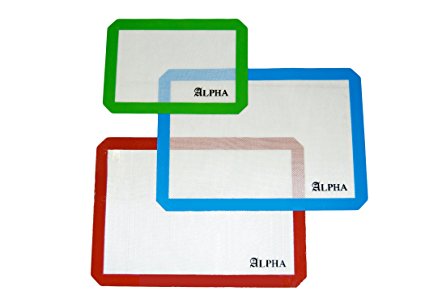 Silicone Baking Mat Set 2 Half Sheets + 1 Qtr Sheet - Non Stick Cookie Sheets Professional Grade