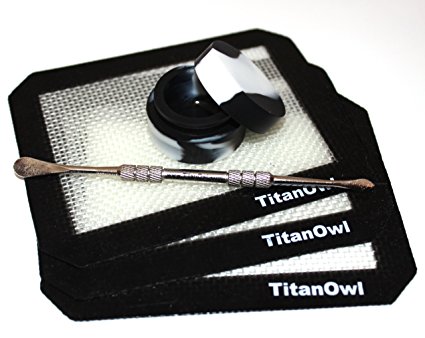 3 Silicone Mat Platinum Cured + Non-stick Jar + TitanOwl Carving Tool , Pad with Black corners 5.5