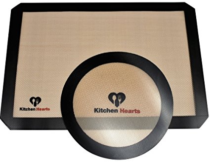 Nonstick Silicone Baking Mat Set [2-pack] Half-sheet Baking Pan Size & Pizza Mat - No Messy Oils - Bake Cookies, Vegetables, Pizzas, Meats, and More - Simple and Easy Clean-up