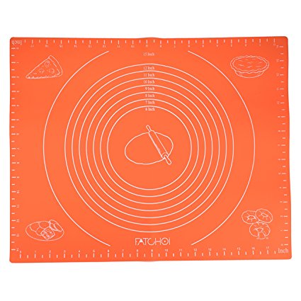 FATCHOI Silicone Baking Mat for Dough Rolling with Measurements (14x17Inch) Non Stick,Non Slip,Pizza,Breads,Lasagna,and other Recipes & Desserts