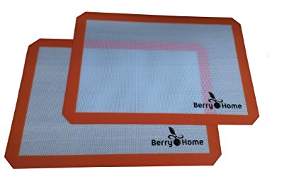 Silicone Baking Mat Parchment Replacement for Baking and Rolling Pizza Dough by Berry Home - 2 Pack