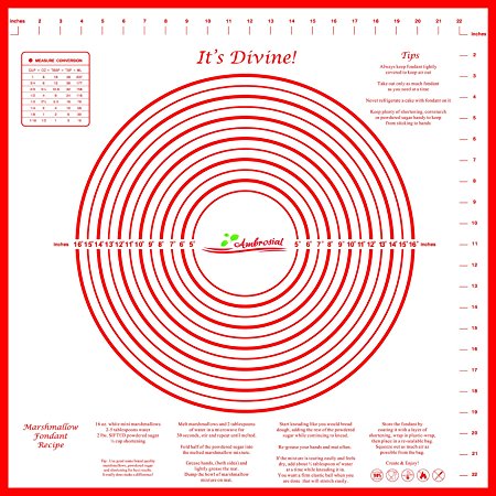 Ambrosial Pastry and Dough Mat, Extra-Large 24 Inch by 24 Inch, A Military Spouse Owned Company