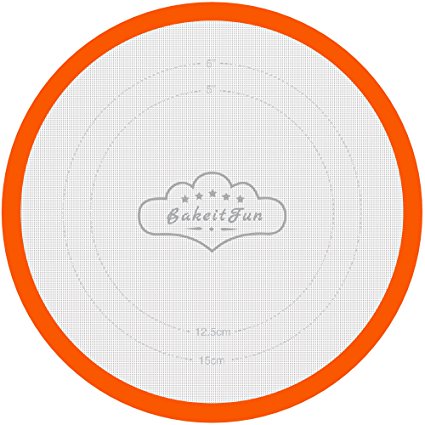 BakeitFun Small Round Silicone Baking Mat in 8.5 Inch Size, Microwave And Dishwasher Safe Reusable And Multipurpose Kitchen Tool, Made of Professional German Grade, Non-Stick Surface, Orange