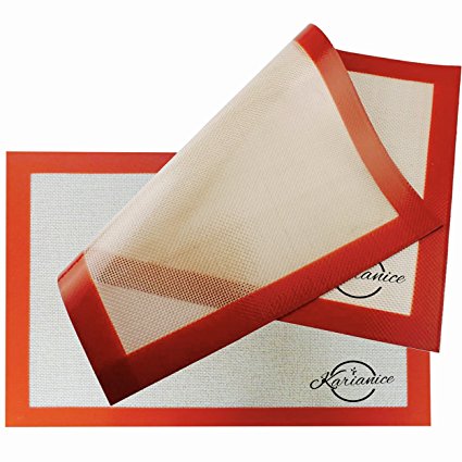 Silicone Baking Mat Sheet Set (2) Half Sheets - Non Stick Cookie Sheets Professional Grade by KARIANICE