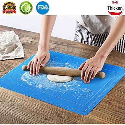 Oudisen Silicone Baking Mat Pastry Mat Set Non stick Rolling with Measurements Kneading Board for Rolling Dough Reusable Thicken Pad Pie Bread Cookie Sheet (19.5