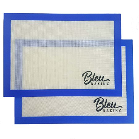 Bleu Baking Silicone Mat (2 Pack) – Non-Stick Silicone Mat For Rolling Dough, Baking Cookies, Pastries & Artisanal Confections – Food-Grade, Heat-Resistant Silicone – Microwave, Oven & Dishwasher Safe